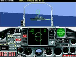 In game image of Flight of the Intruder on the Commodore Amiga.