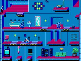 In game image of Impossible Mission 2 on the Commodore Amiga.