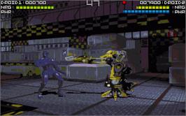 In game image of Rise of the Robots on the Commodore Amiga.