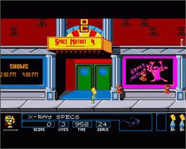 In game image of Simpsons: Bart vs. the Space Mutants on the Commodore Amiga.