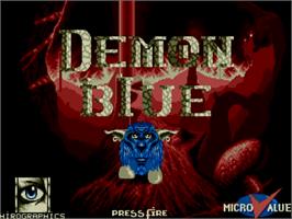 Title screen of Demon Blue on the Commodore Amiga.