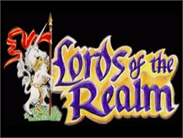 Title screen of Lords of the Realm on the Commodore Amiga.