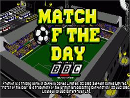 Title screen of Match of the Day on the Commodore Amiga.