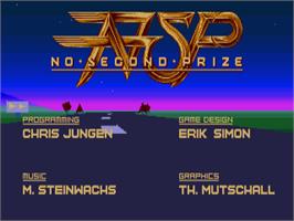 Title screen of No Second Prize on the Commodore Amiga.
