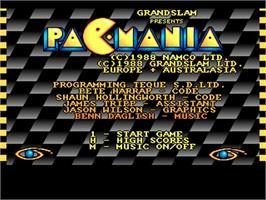 Title screen of Pac-Mania on the Commodore Amiga.