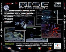 Box back cover for Rise of the Robots on the Commodore Amiga CD32.