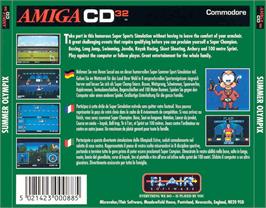 Box back cover for Summer Olympix on the Commodore Amiga CD32.