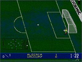 In game image of Wembley International Soccer on the Commodore Amiga CD32.