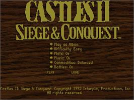 Title screen of Castles 2: Siege & Conquest on the Commodore Amiga CD32.