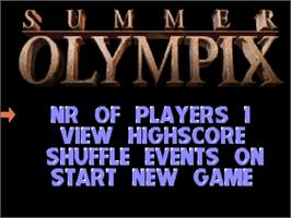 Title screen of Summer Olympix on the Commodore Amiga CD32.