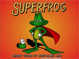 Title screen of Super Frog on the Commodore Amiga CD32.