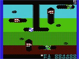 In game image of Dig Dug on the Commodore VIC-20.