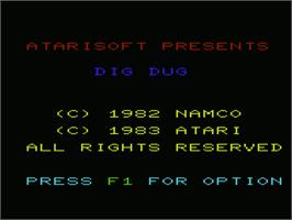 Title screen of Dig Dug on the Commodore VIC-20.