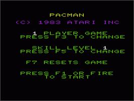 Title screen of Pac-Man on the Commodore VIC-20.