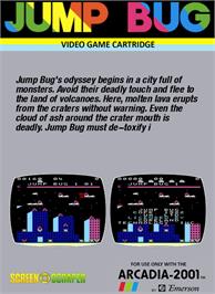 Box back cover for Jump Bug on the Emerson Arcadia 2001.