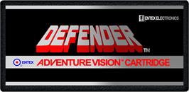 Cartridge artwork for Defender on the Entex Adventure Vision.
