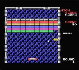 In game image of Arkanoid on the MSX.