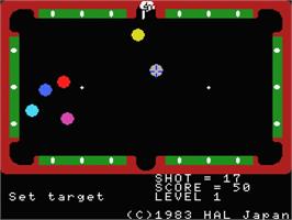 In game image of Super Billiards on the MSX.