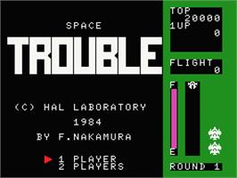Title screen of Space Trouble on the MSX.