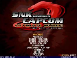 Title screen of SNK vs Capcom Ultimate Mugen 3rd Battle Edition v2.0 on the MUGEN.