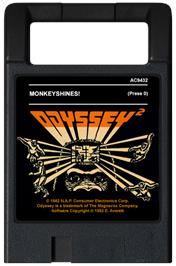 Cartridge artwork for Monkeyshines! on the Magnavox Odyssey 2.
