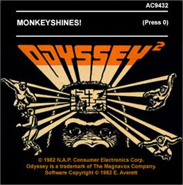 Top of cartridge artwork for Monkeyshines! on the Magnavox Odyssey 2.