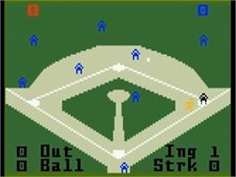 In game image of Major League Baseball on the Mattel Intellivision.