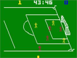 In game image of NASL Soccer on the Mattel Intellivision.
