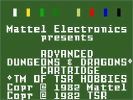 Title screen of Advanced Dungeons & Dragons: Treasure of Tarmin on the Mattel Intellivision.
