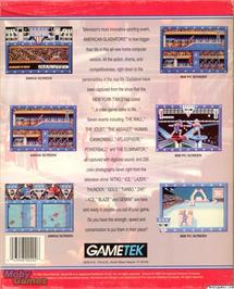 Box back cover for American Gladiators on the Microsoft DOS.