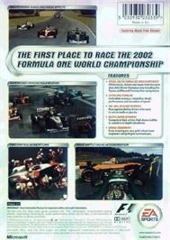 Box back cover for F1 2002 on the Microsoft Xbox.
