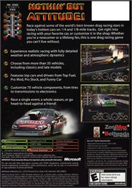 Box back cover for IHRA Drag Racing 2004 on the Microsoft Xbox.