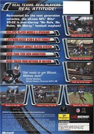 Box back cover for NFL Blitz 20-02 on the Microsoft Xbox.
