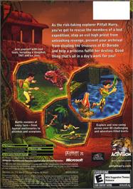 Box back cover for Pitfall: The Lost Expedition on the Microsoft Xbox.