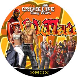 Artwork on the CD for Crime Life: Gang Wars on the Microsoft Xbox.