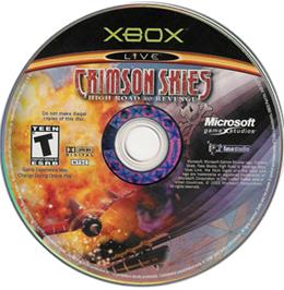 Artwork on the CD for Crimson Skies: High Road to Revenge on the Microsoft Xbox.