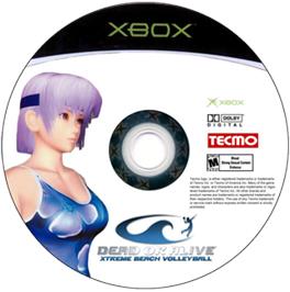 Artwork on the CD for Dead or Alive: Xtreme Beach Volleyball on the Microsoft Xbox.