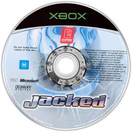 Artwork on the CD for Jacked on the Microsoft Xbox.