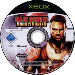 Artwork on the CD for Mace Griffin: Bounty Hunter on the Microsoft Xbox.