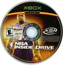 Artwork on the CD for NBA Inside Drive 2004 on the Microsoft Xbox.