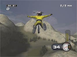 In game image of MX Superfly Featuring Ricky Carmichael on the Microsoft Xbox.