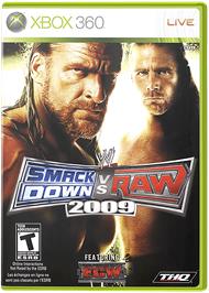 Box cover for SmackDown vs. RAW 2009 on the Microsoft Xbox 360.