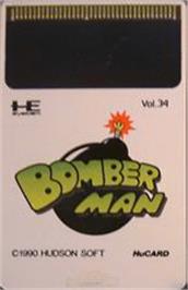 Cartridge artwork for Mega Bomberman on the NEC PC Engine.