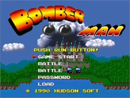 Title screen of Mega Bomberman on the NEC PC Engine.