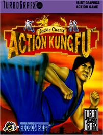 Box cover for Jackie Chan's Action Kung Fu on the NEC TurboGrafx-16.