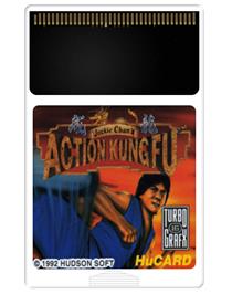 Cartridge artwork for Jackie Chan's Action Kung Fu on the NEC TurboGrafx-16.