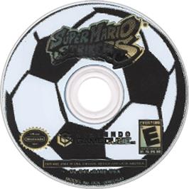 Artwork on the Disc for Super Mario Strikers on the Nintendo GameCube.