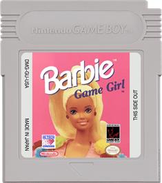 Cartridge artwork for Barbie Game Girl on the Nintendo Game Boy.