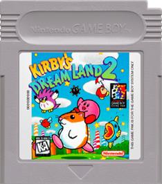 Cartridge artwork for Kirby's Dream Land 2 on the Nintendo Game Boy.