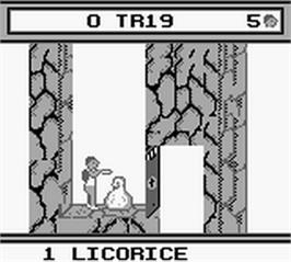 In game image of A Boy and his Blob in... The Rescue of Princess Blobette on the Nintendo Game Boy.